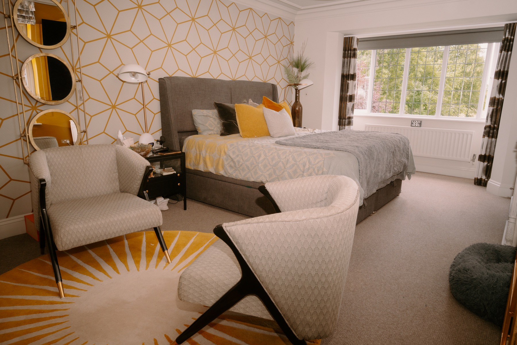 Main bedroom with graphic wall
