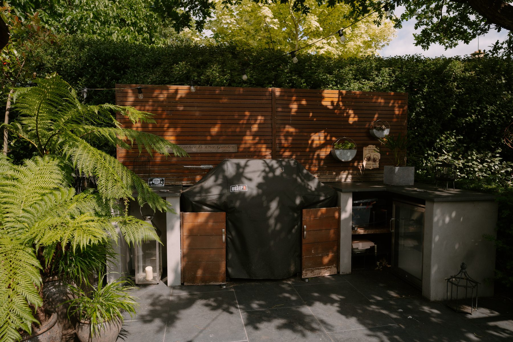 Separate garden gym with timber doors