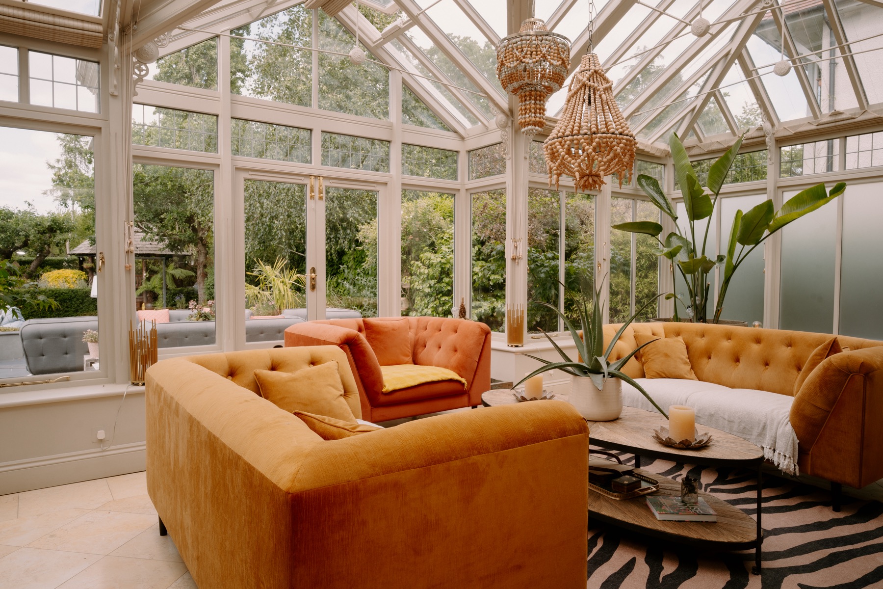 Wide view of the light-filled orangery