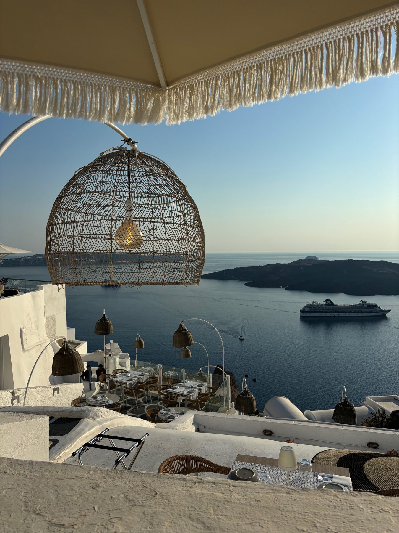 Terrace overlooking the caldera in Santorini